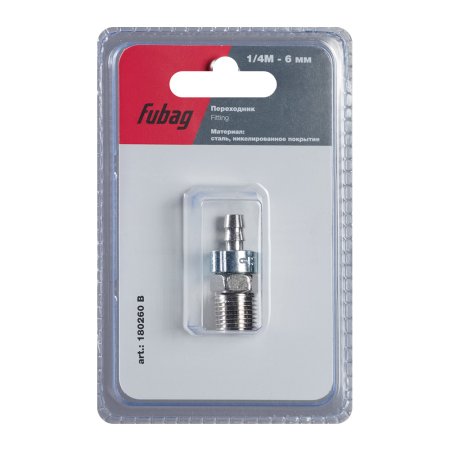 FUBAG Переходник 1/4 дюйма M на елочку 6мм с обжимным кольцом 9Х11мм, блистер 1 шт в Нальчике фото