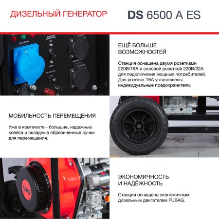 Дизельный FUBAG DS 6500 A ES генератор с электростартером и коннектором автоматики в Нальчике фото
