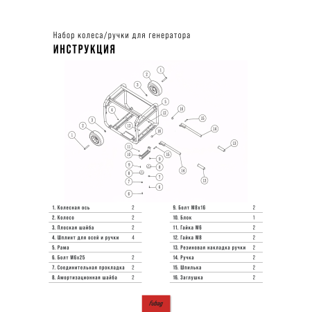 Комплект колес и ручек для генераторов FUBAG в Нальчике фото