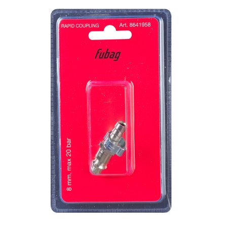 FUBAG Разъемное соединение рапид (штуцер), елочка 8мм с обжимным кольцом 8х13мм, блистер 1 шт