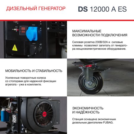Дизельный генератор FUBAG DS 12000 A ES с электростартером и коннектором автоматики в Нальчике фото