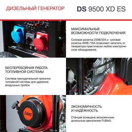 Дизельный генератор (одно- и трехфазный) FUBAG DS 9500 XD ES с электростартером в Нальчике фото